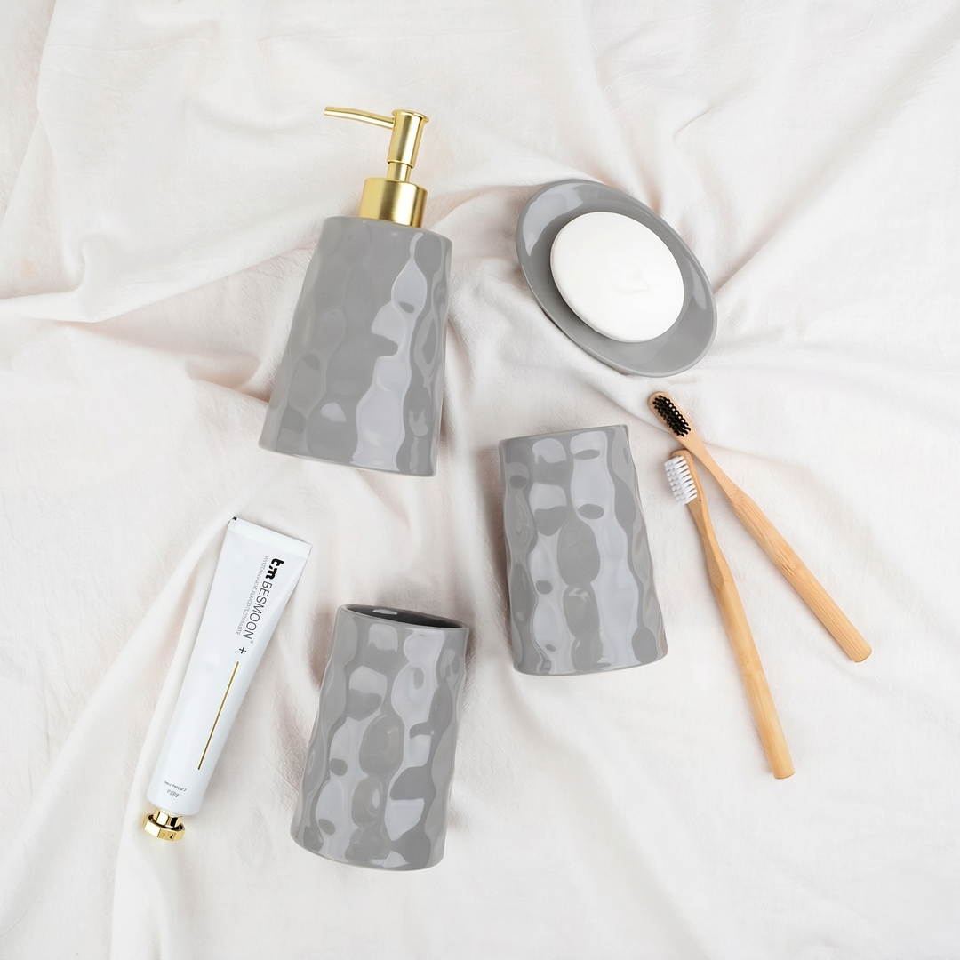Recycled Ceramic Bathroom Accessory Mat Set, 4 Ct.