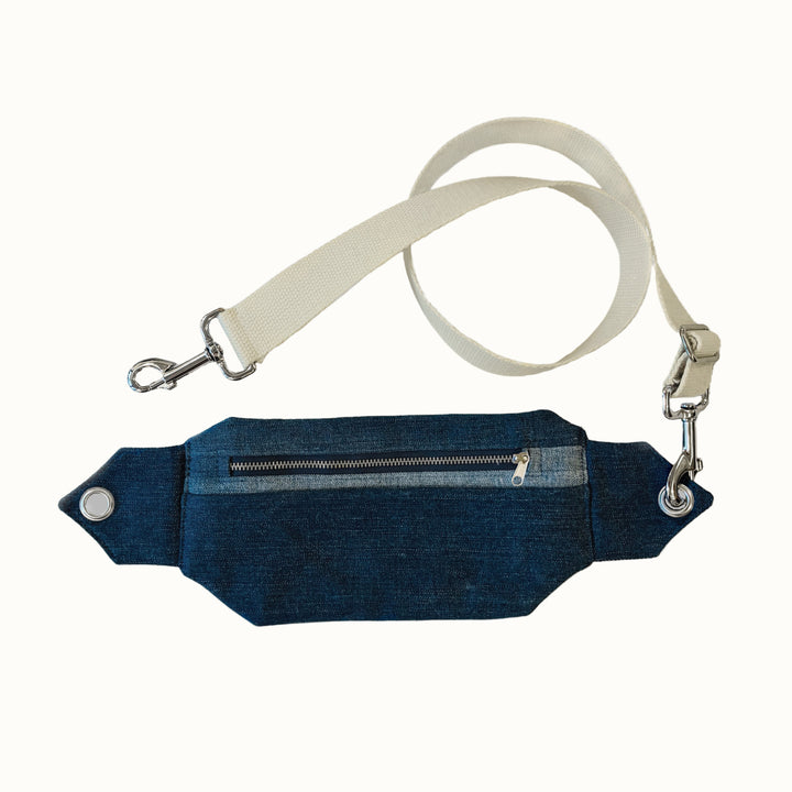 Upcycled Denim Crossbody Belt Bag, 9" x 5"