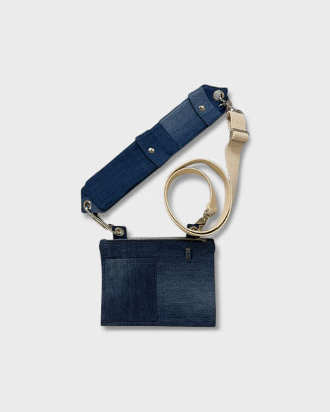 Upcycled Denim Slim Crossbody Bag, 9" x 7"