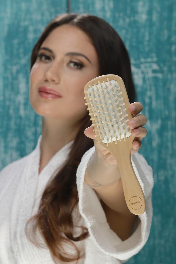 Biodegradable Bamboo Bristle Detangling Hair Brush, 9"