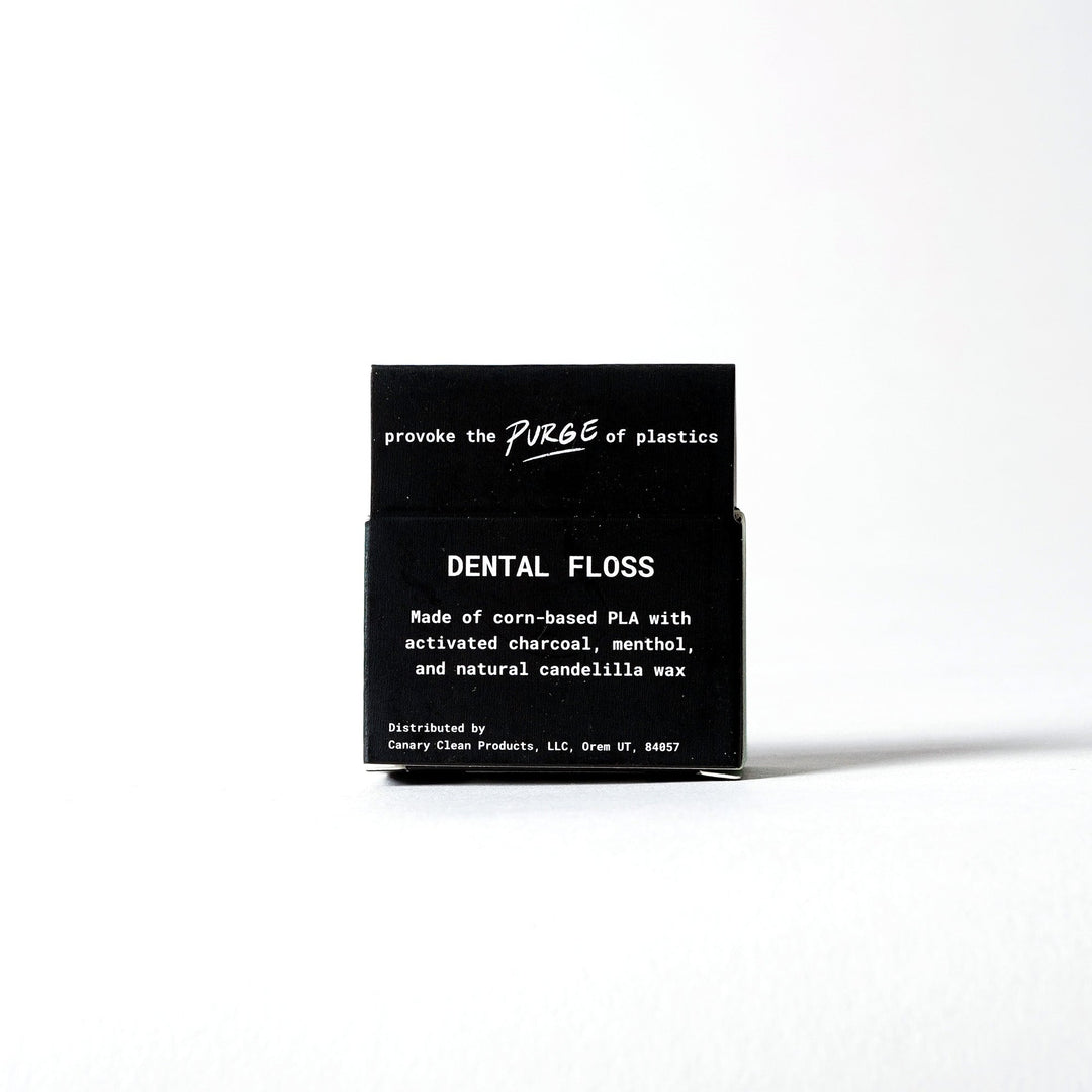 Activated Charcoal Mint Dental Floss, Refillable Glass