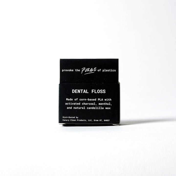 Activated Charcoal Mint Dental Floss, Refillable Glass