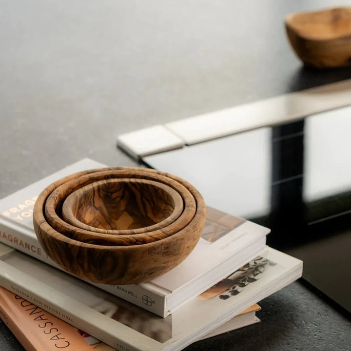 Handcrafted Olive Wood Nesting Serveware Bowls, 3 Ct.