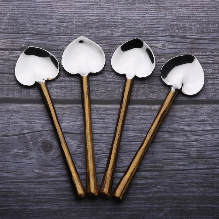 Handcrafted 18/8 Steel Heart Dessert Spoons, 4 Ct.