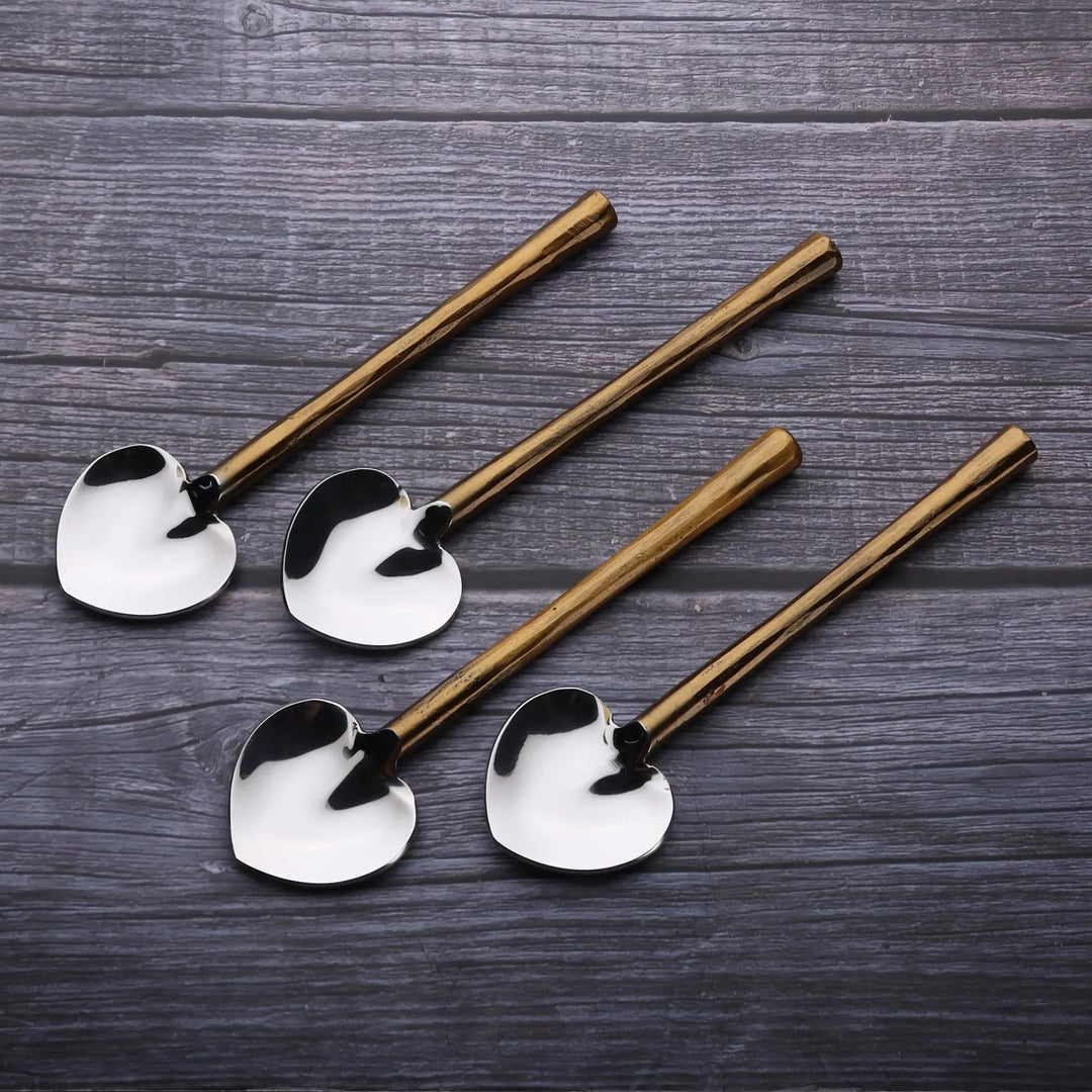 Handcrafted 18/8 Steel Heart Dessert Spoons, 4 Ct.