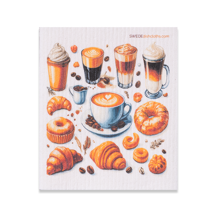 Compostable Wood Pulp Dishcloths, Coffee Print, 3 Ct.