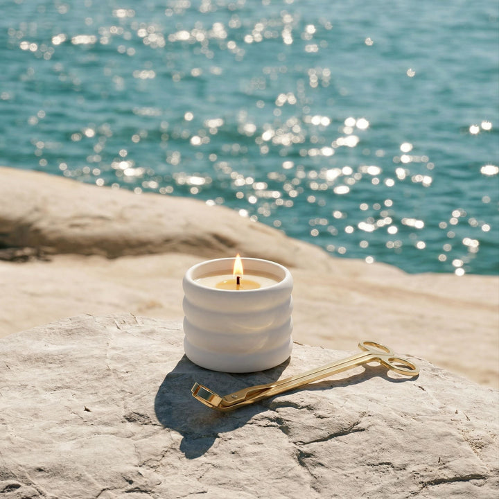 Handcrafted Soy Wax Ceramic Candle &amp; Wick Trimmer Set