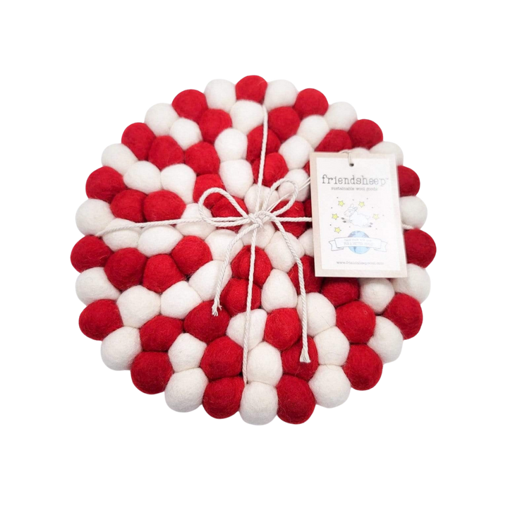 Candy Cane Home Coaster Set