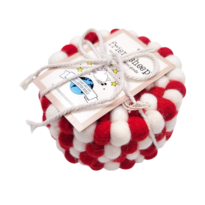 Candy Cane Home Coaster Set