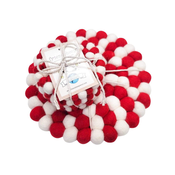 Candy Cane Home Coaster Set