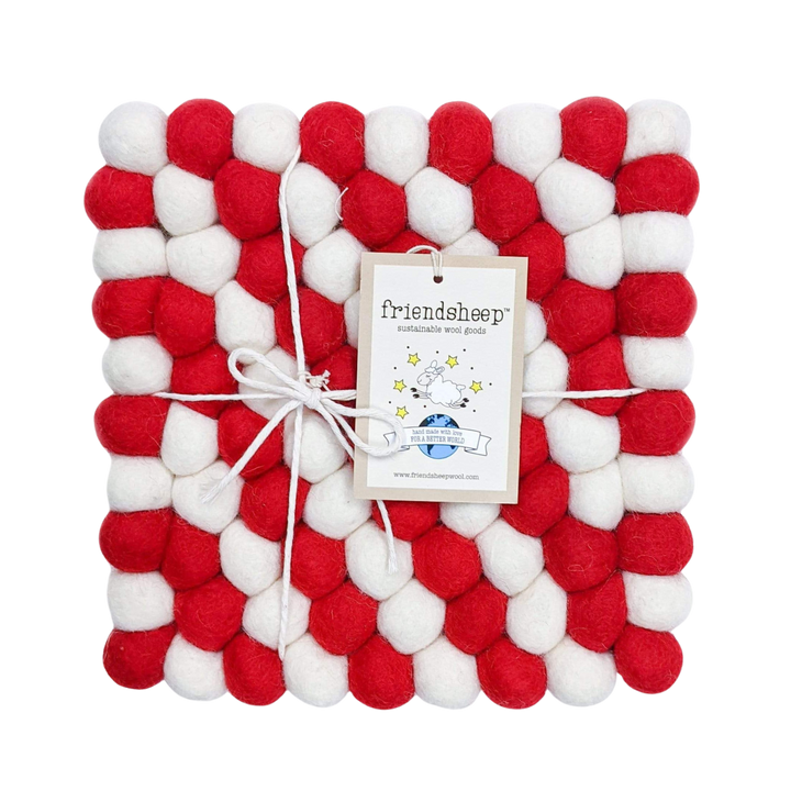 Candy Cane Home Coaster Set
