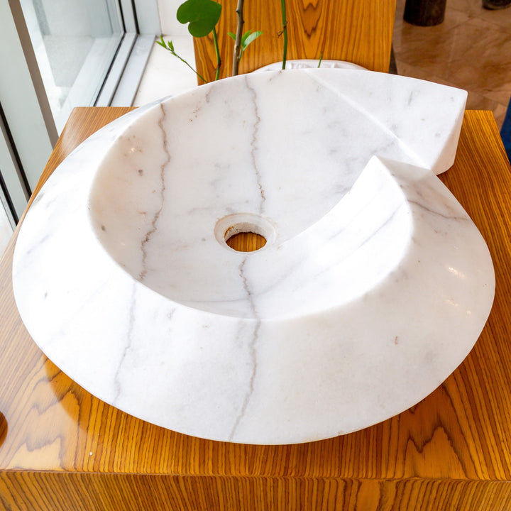Handcrafted Marble Helix Vessel Sink, 20" x 23"