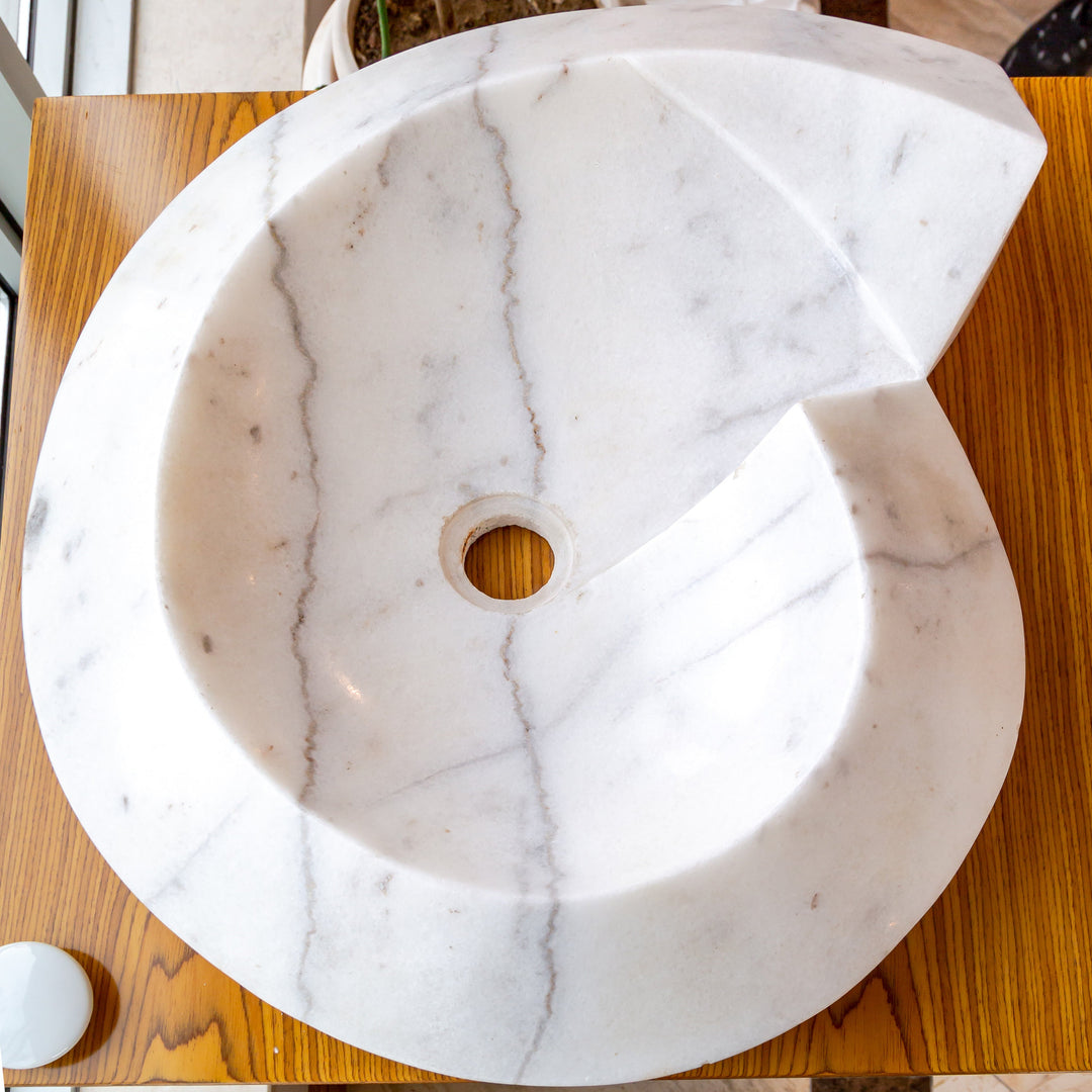 Handcrafted Marble Helix Vessel Sink, 20" x 23"