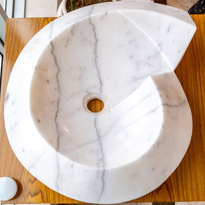 Handcrafted Marble Helix Vessel Sink, 20" x 23"