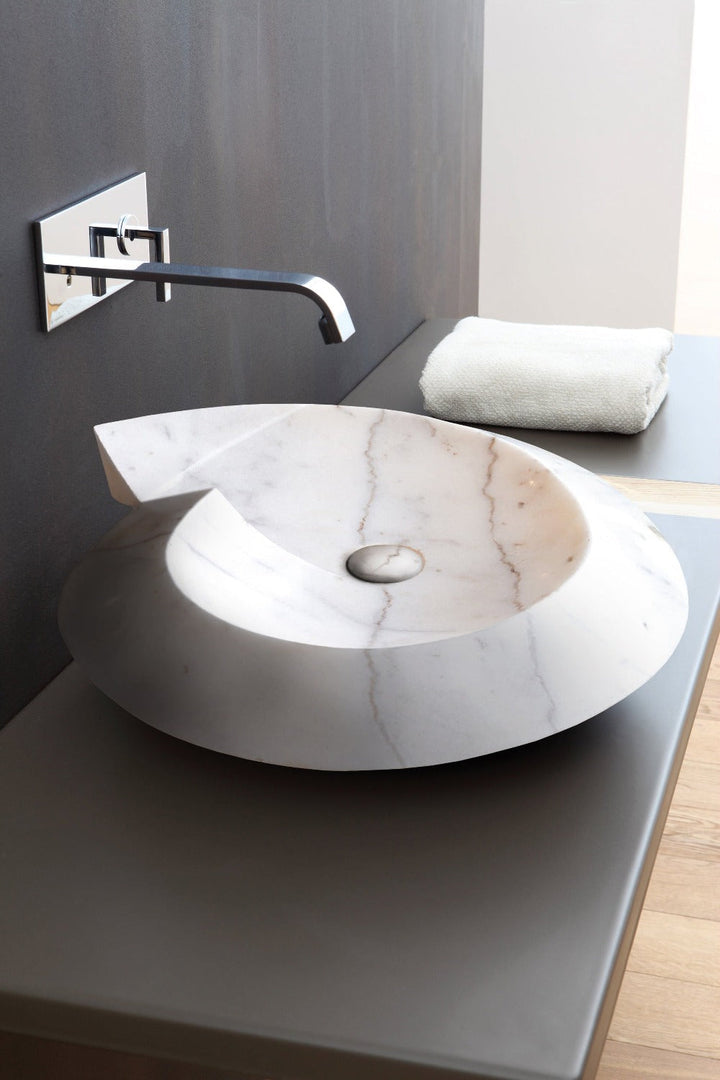 Handcrafted Marble Helix Vessel Sink, 20" x 23"