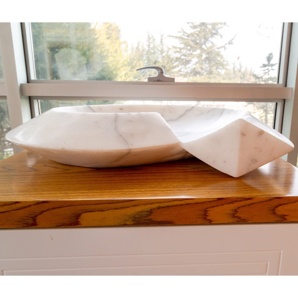 Handcrafted Marble Helix Vessel Sink, 20" x 23"