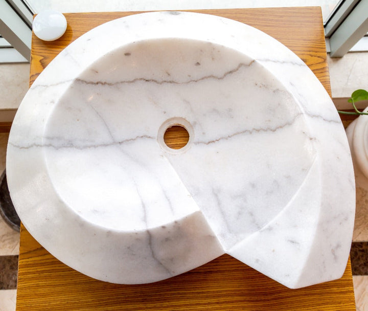 Handcrafted Marble Helix Vessel Sink, 20" x 23"