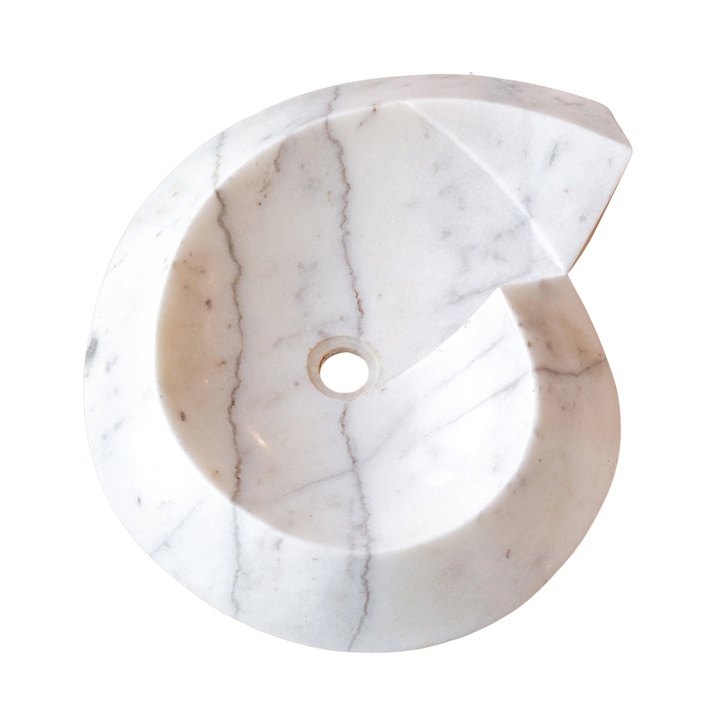 Carrara Marble Helix Vessel Sink