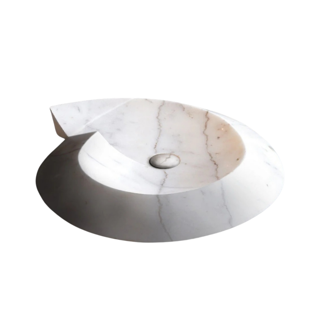Carrara Marble Helix Vessel Sink