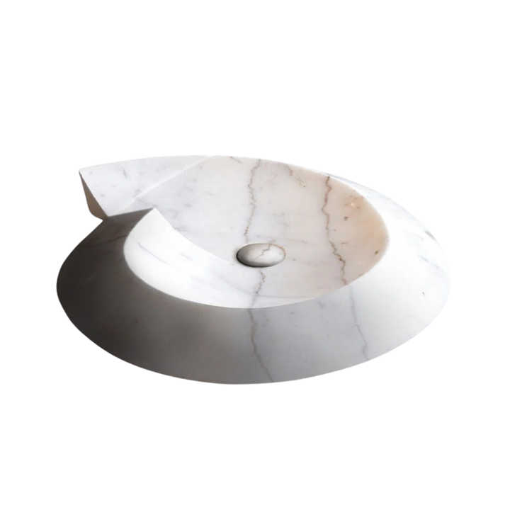 Carrara Marble Helix Vessel Sink
