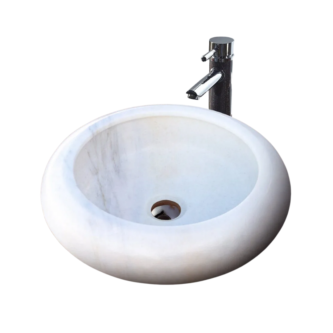 Carrara White Marble Vessel Sink