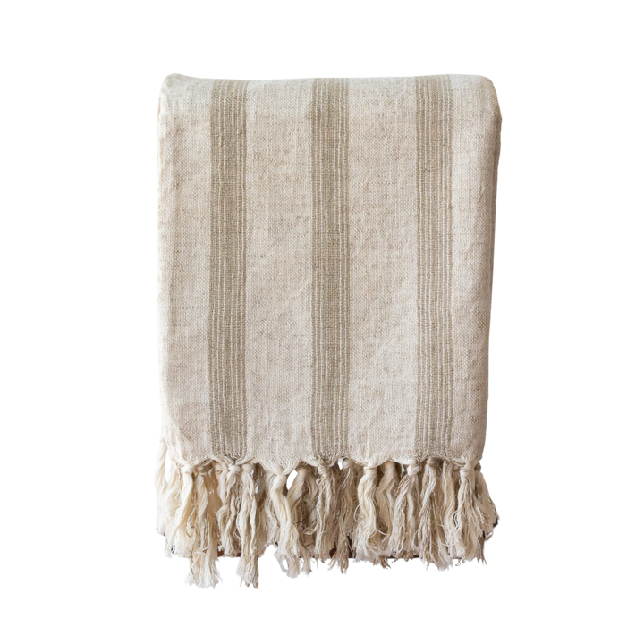 Ciragan Beige Stripe Linen Towel