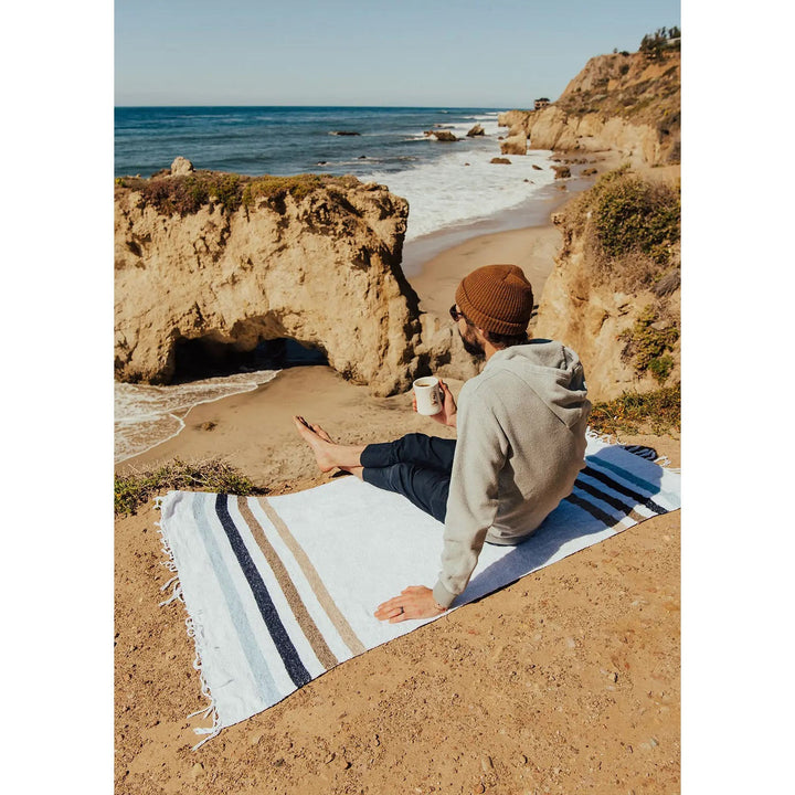 Upcycled Coastal Throw Blanket, 73" x 48"