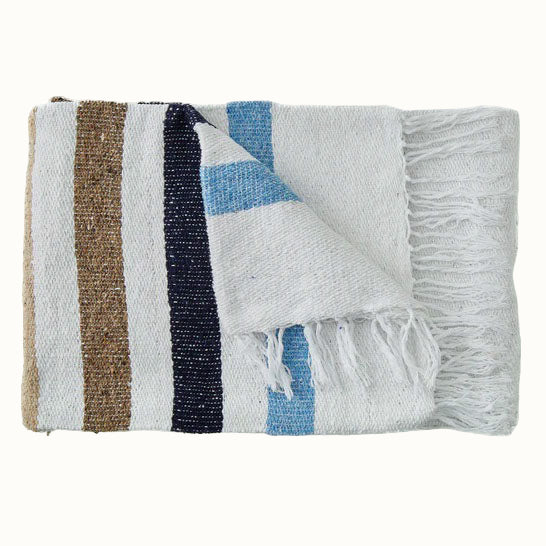 Upcycled Coastal Throw Blanket, 73" x 48"