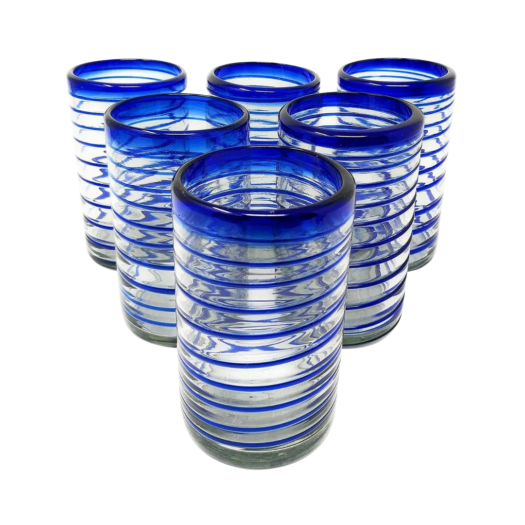 Cobalt Spiral Handblown Glass Set