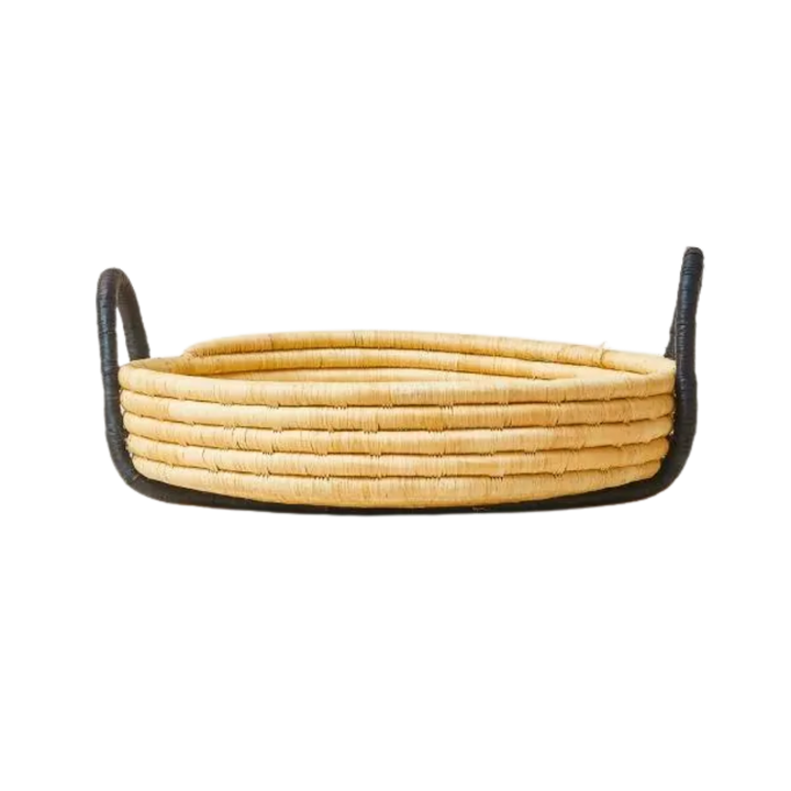 Contrast Handle Raffia Tray