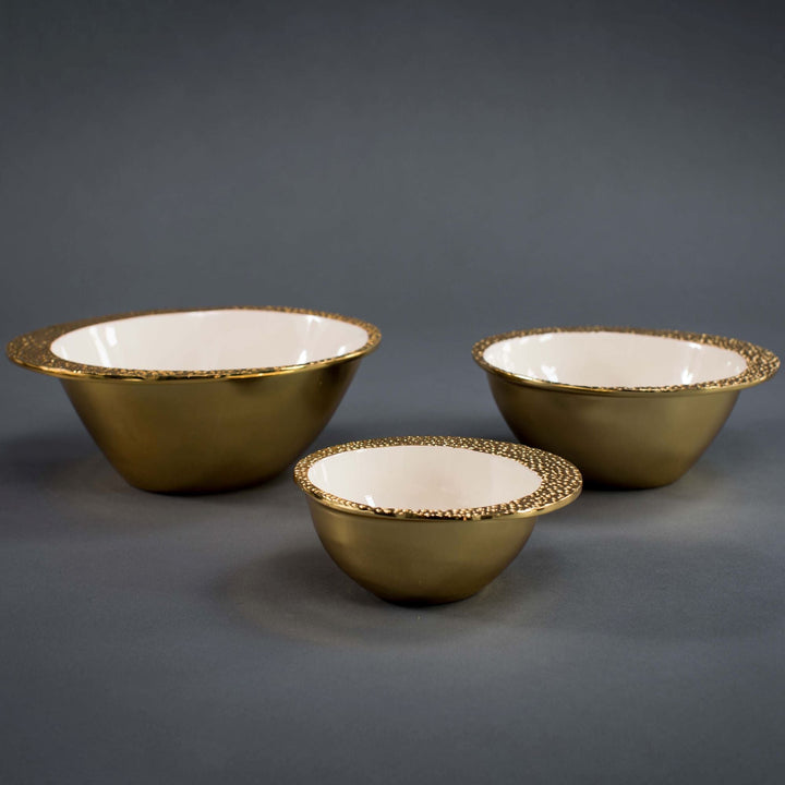 Recycled Aluminum Enamel Soup Bowl, Gold Cosmos