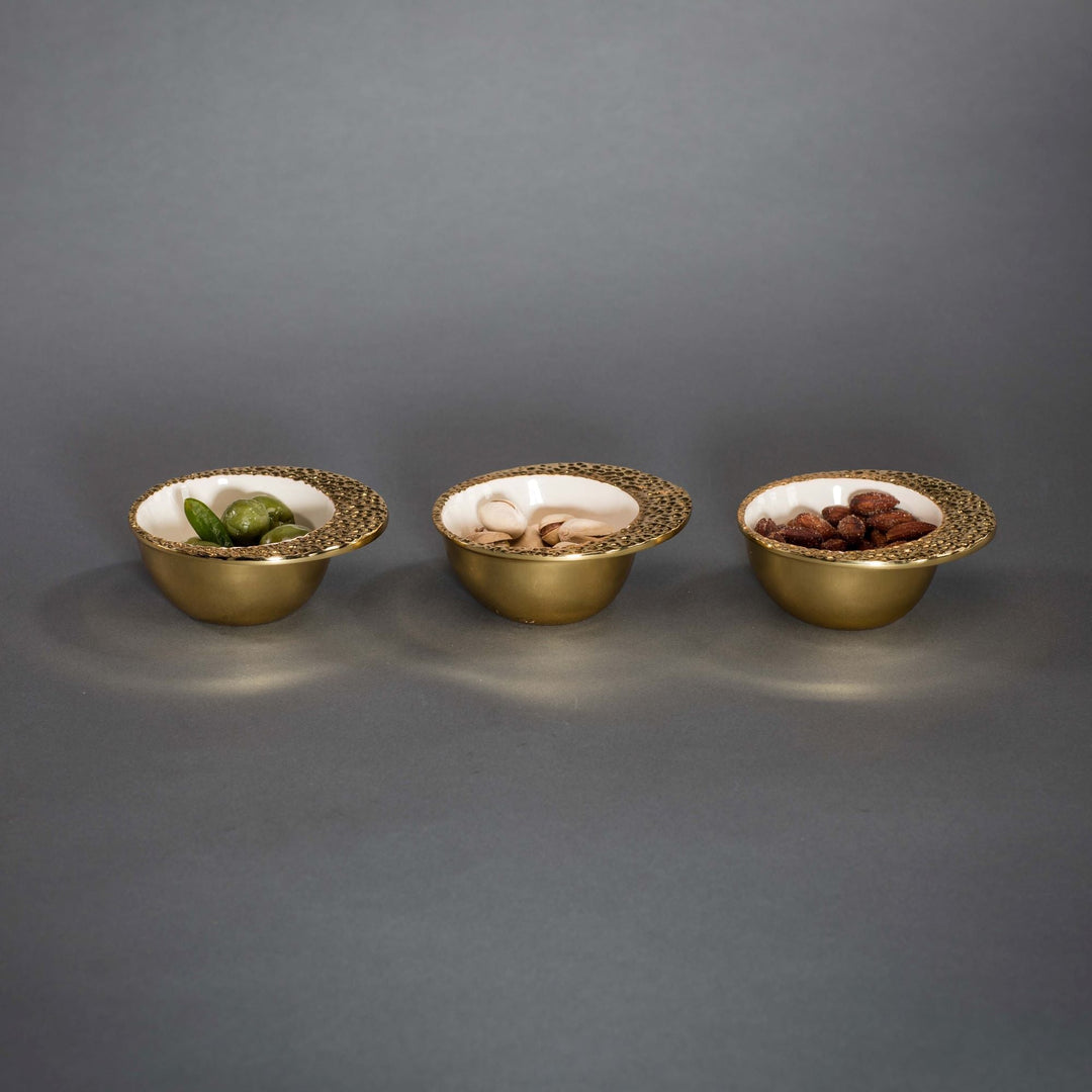 Recycled Aluminum Enamel Serveware Bowl, Gold Cosmos