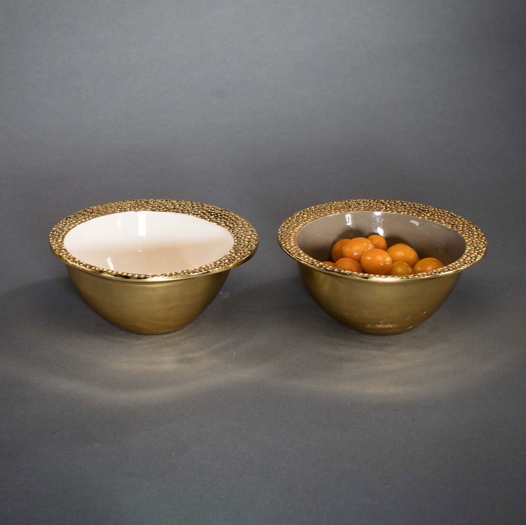 Recycled Aluminum Enamel Soup Bowl, Gold Cosmos