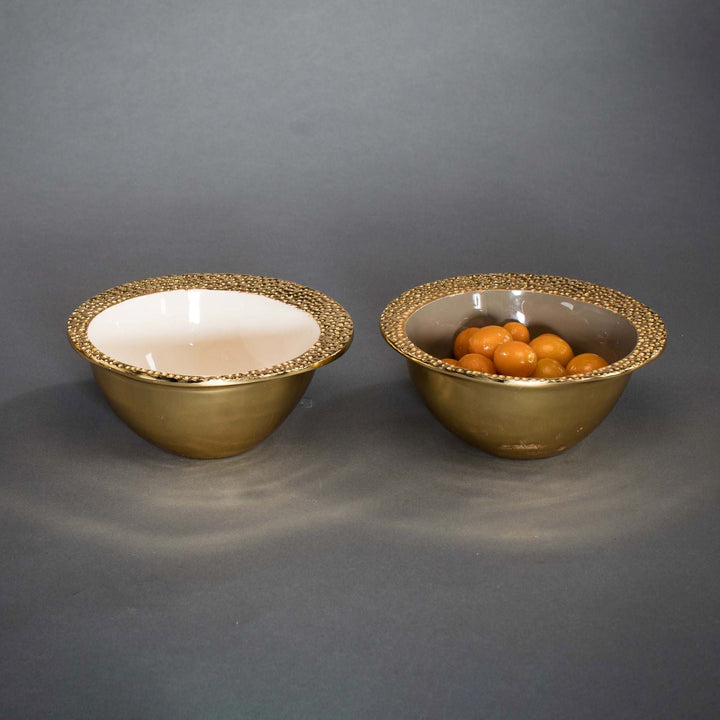 Recycled Aluminum Enamel Soup Bowl, Gold Cosmos