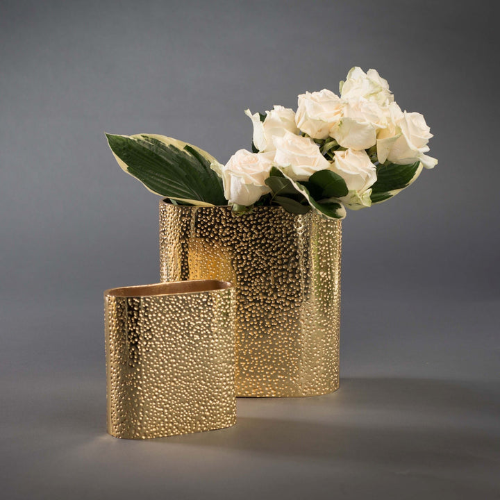 Recycled Aluminum Cosmos Decor Vase, Gold-Plated