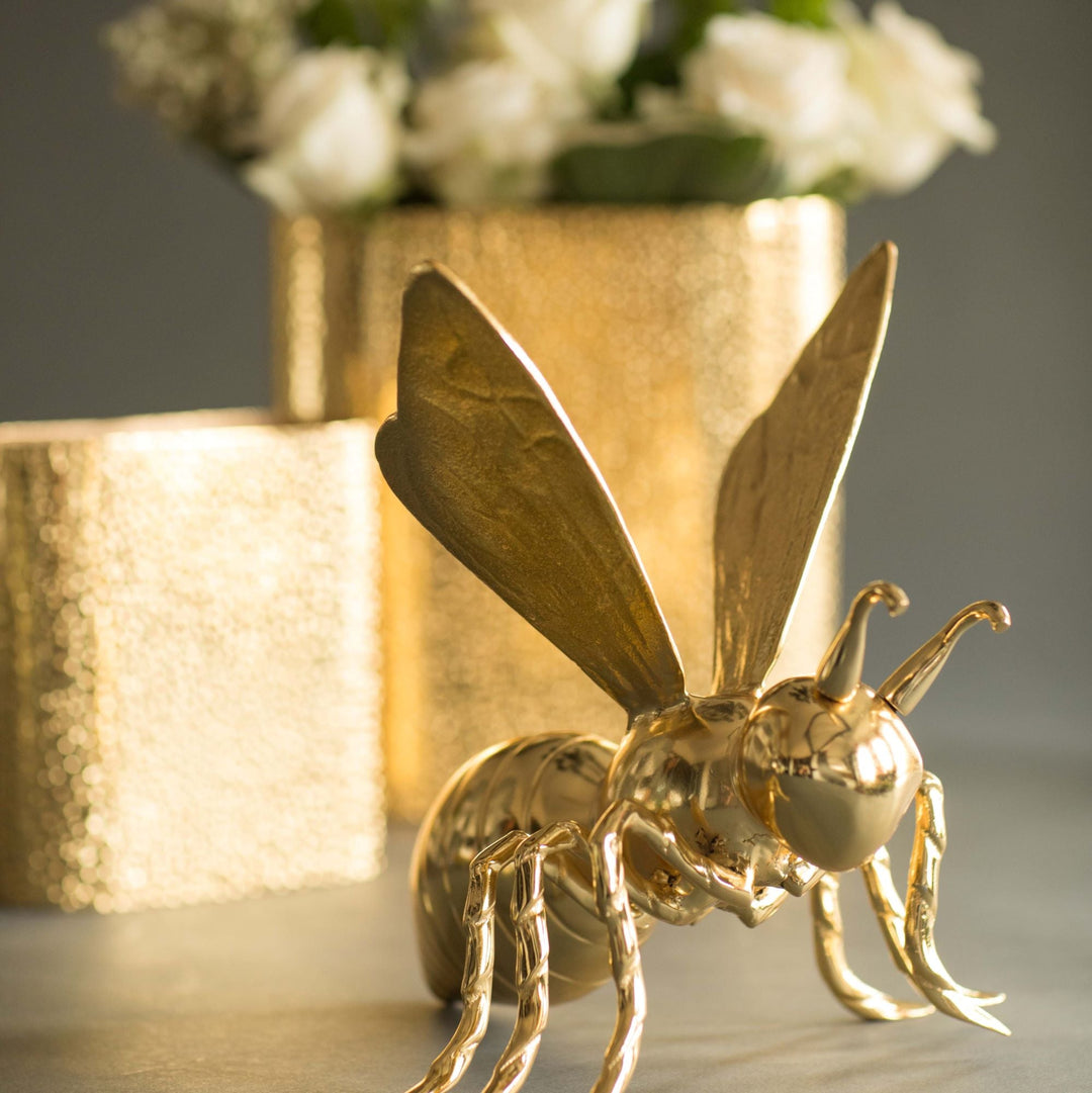 Recycled Aluminum Cosmos Decor Vase, Gold-Plated