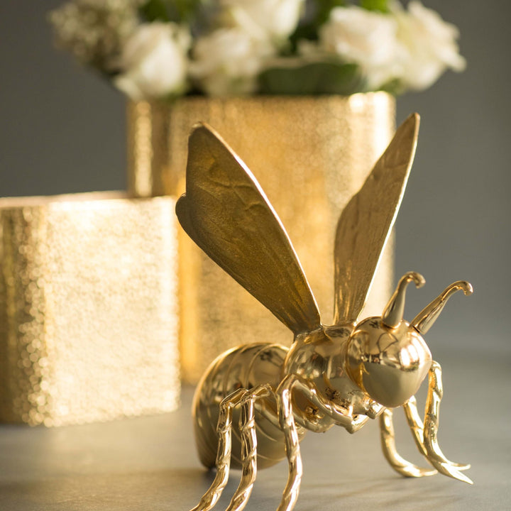 Recycled Aluminum Cosmos Decor Vase, Gold-Plated