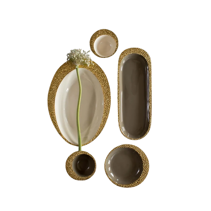 Cosmos Oval Deep Platter Gold