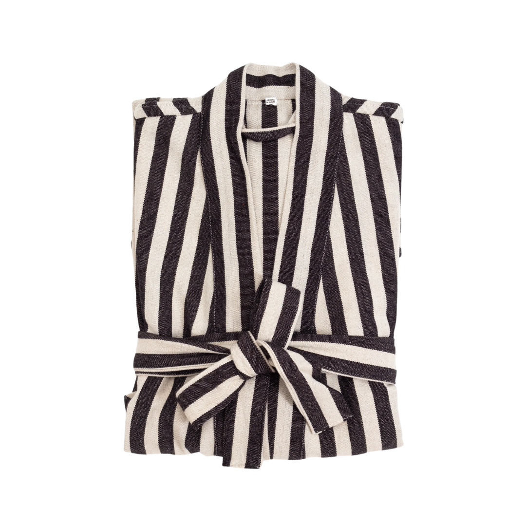 Cotton-Linen Zebra Stripe Robe