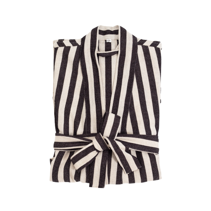 Cotton-Linen Zebra Stripe Robe