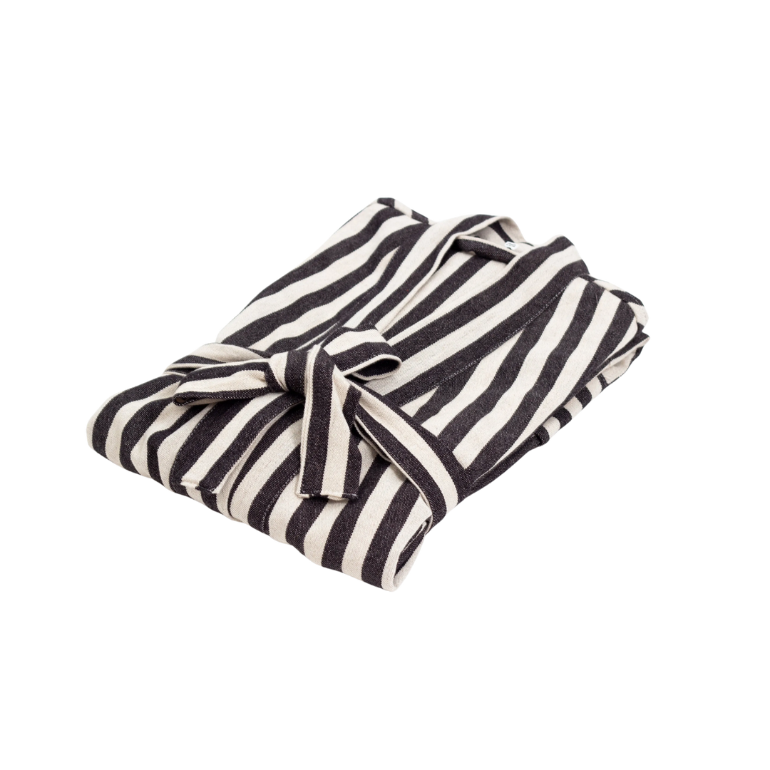 Cotton-Linen Zebra Stripe Robe
