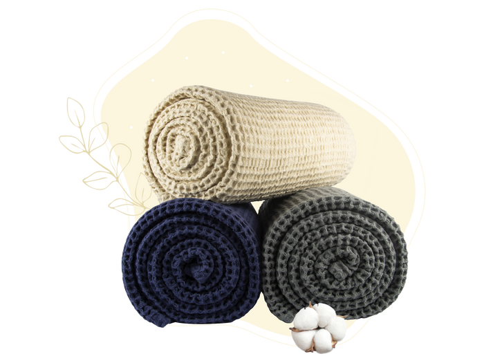 Organic Cotton Waffle Weave Throw Blanket, 60" x 50"