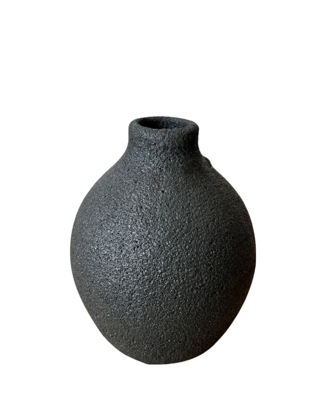 Handcrafted Porcelain Crater Vase, 6" White