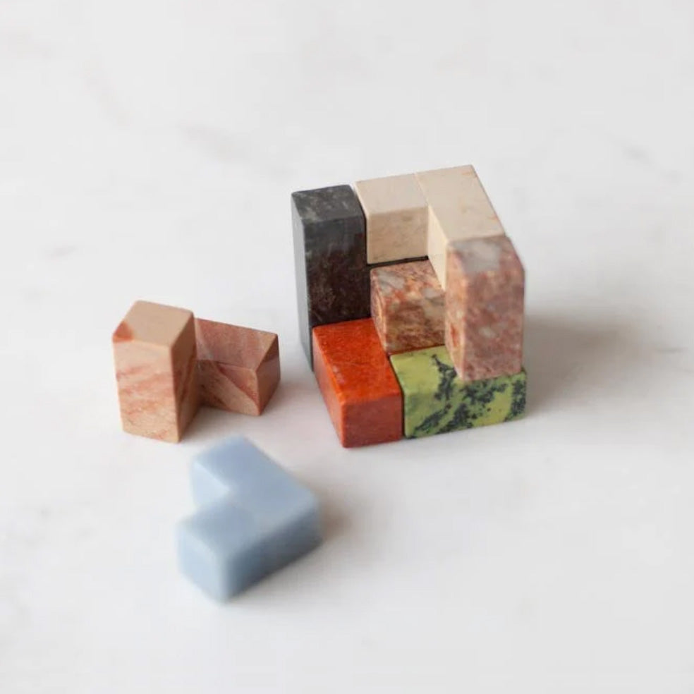 Handcrafted Gemstone Soma Cube Stress-Relief Puzzle