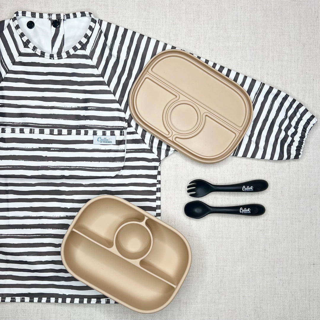 Non-Toxic Waterproof Long-Sleeve Baby Bib, Striped