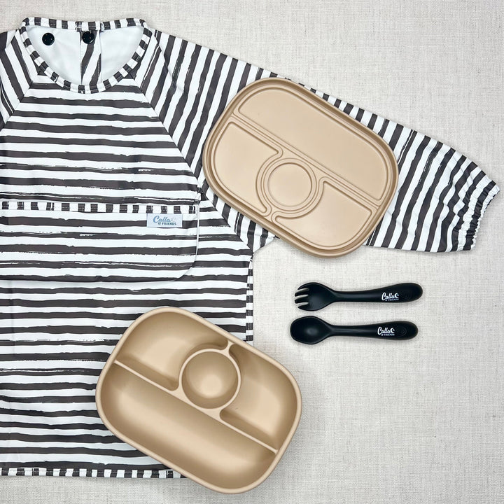 Non-Toxic Waterproof Long-Sleeve Baby Bib, Striped