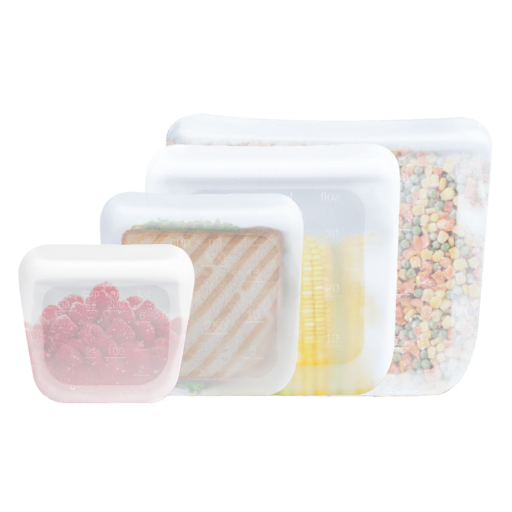 Leak-Proof Food-Grade Silicone Food Storage Bags, 5 Ct.