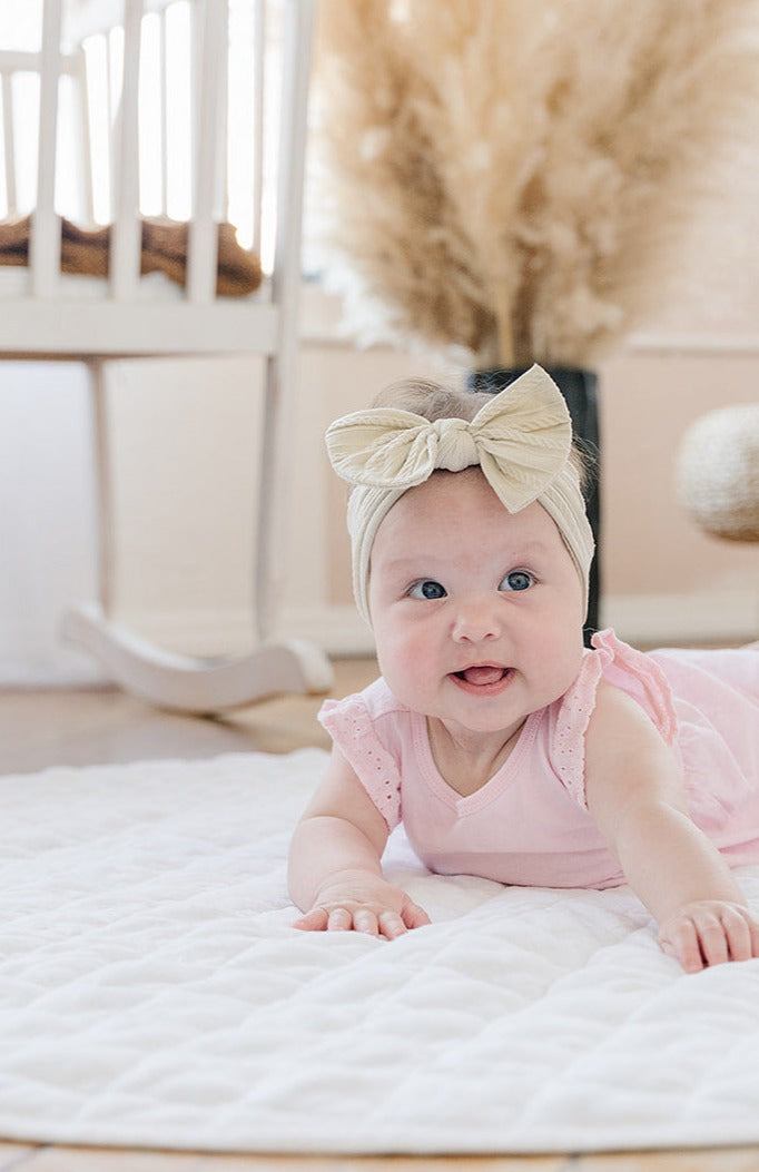 Pure Linen Triple-Padded Round Baby Play Mat