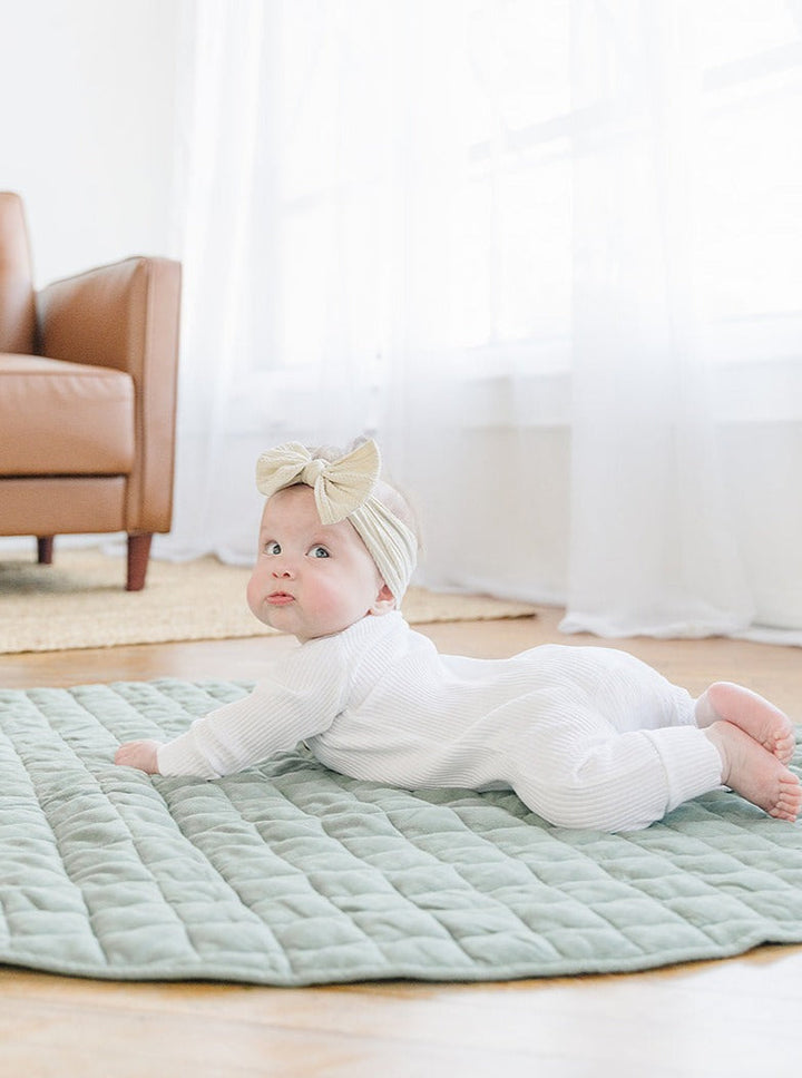 Pure Linen Triple-Padded Round Baby Play Mat