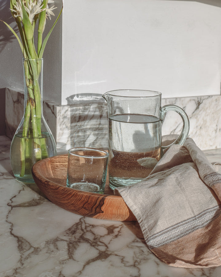 Handcrafted Recycled Glass Pitcher, Clear, 4.33" x 7.48"